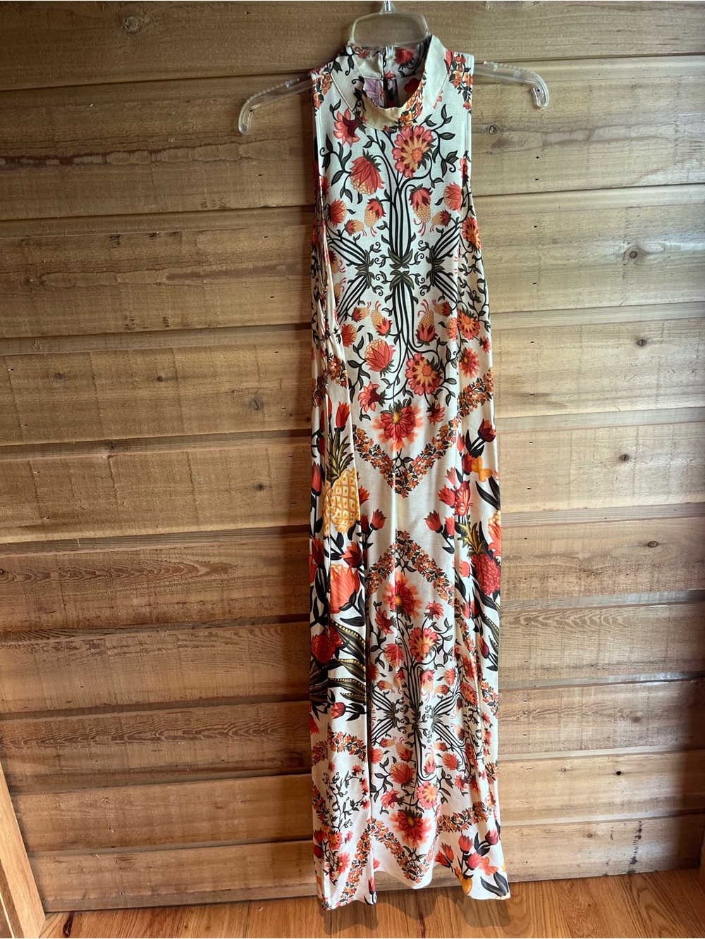 FARM RIO X ANTHROPOLOGIE - High Neck Sleeveless Flowy Cream Floral Maxi Dress - Picture 2 of 11